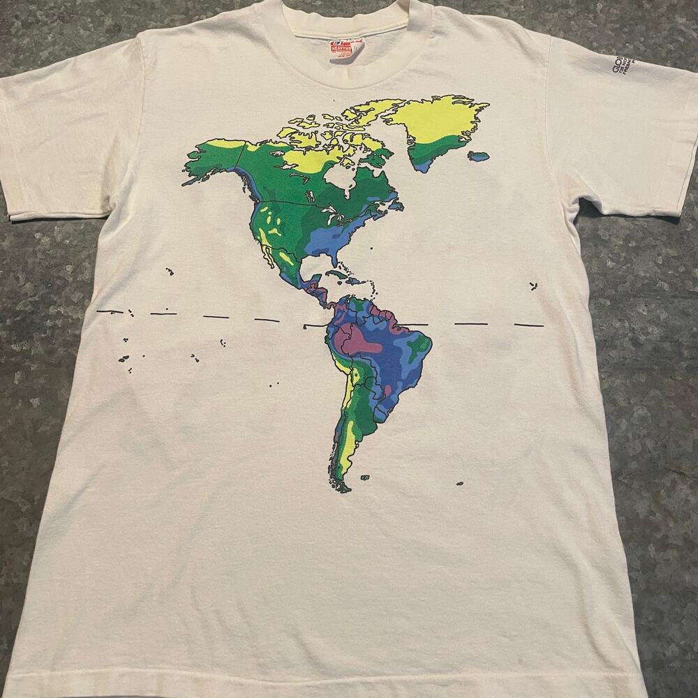 Vintage Traveller World Map Annual Precipitation Rainfall 1988 Shirt Medium USA
